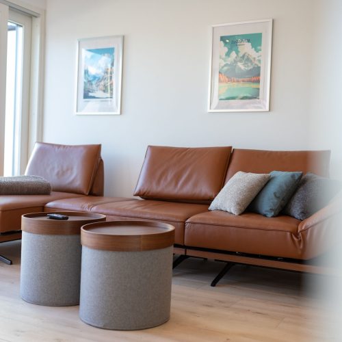 Braunes Ledersofa in Ferienwohnung in Garmisch-Partenkirchen