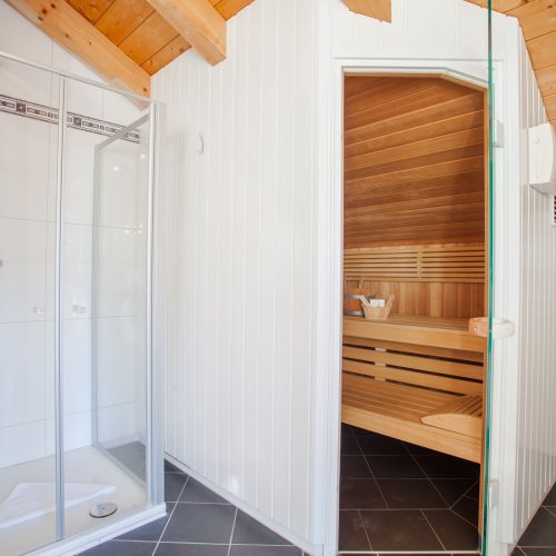 Sauna und Dusche in Ferienwohnung in Garmisch-Partenkirchen