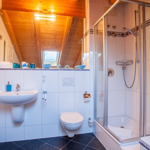 Badezimmer mit Dusche in Ferienwohnung in Garmisch-Partenkirchen