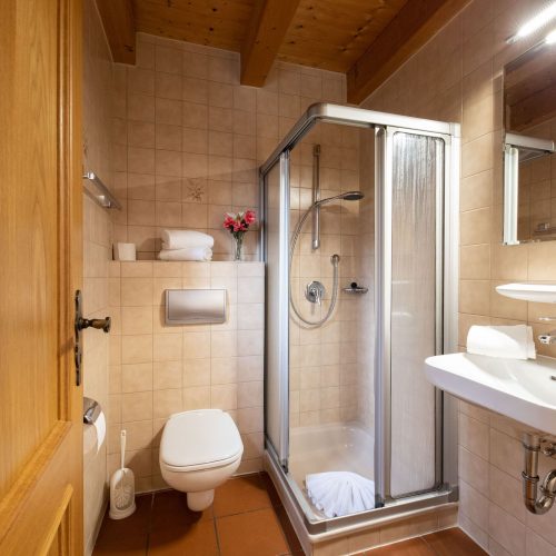 Dusche mit Spiegel in Ferienwohnung in Garmisch-Partenkirchen