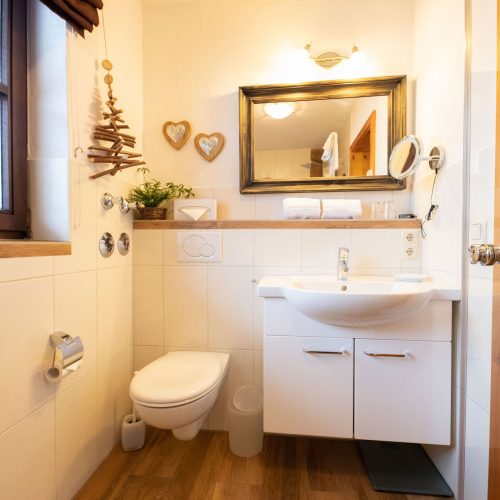 Badezimmer mit Waschbecken in Ferienwohnung in Garmisch-Partenkirchen