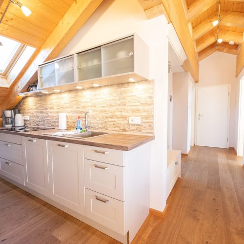 Küche mit Herd in Ferienwohnung in Garmisch-Partenkirchen