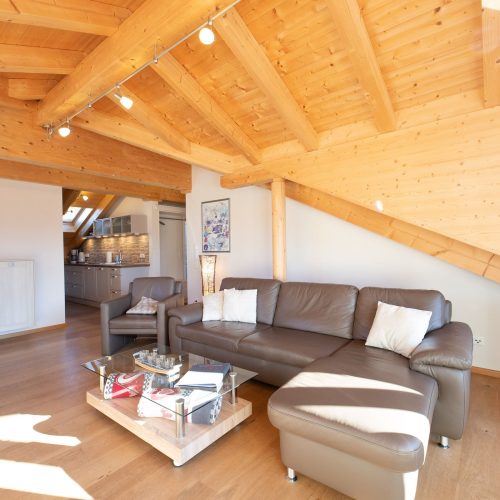 Wohnung mit Sofa und Couchtisch in Ferienwohnung in Garmisch-Partenkirchen