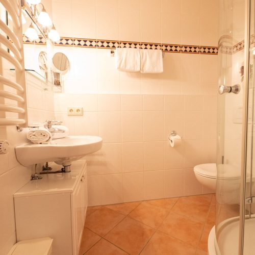 Badezimmer mit Dusche in Ferienwohnung in Garmisch-Partenkirchen