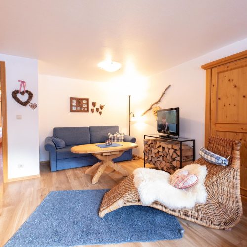 Wohnzimmer mit Sofa in Ferienwohnung in Garmisch-Partenkirchen
