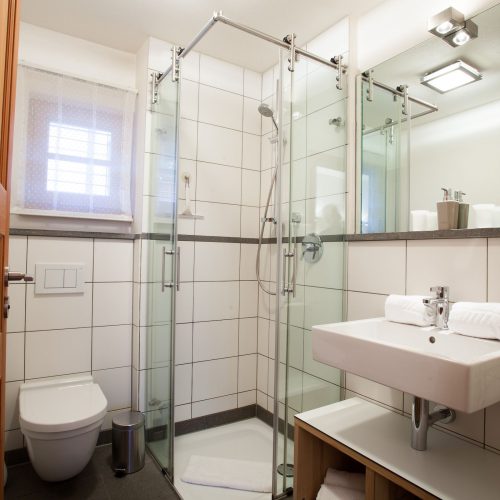 Badezimmer mit Dusche in Ferienwohnung in Garmisch-Partenkirchen