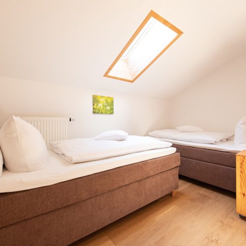 Zwei einzelbetten und Dachfenster in Ferienwohnung in Garmisch-Partenkirchen