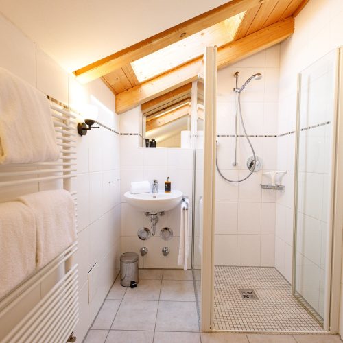 Badezimmer mit Dusche in Ferienwohnung in Garmisch-Partenkirchen