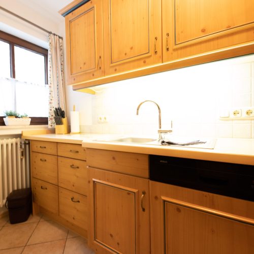 Küche mit Spülbecken in Ferienwohnung in Garmisch-Partenkirchen
