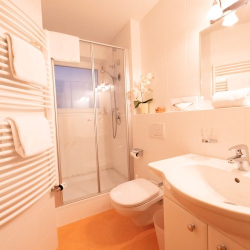 Badezimmer mit Dusche in Ferienwohnung in Garmisch-Partenkirchen