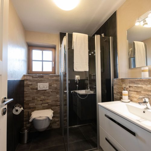 Badezimmer mit Dusche in Ferienwohnung in Garmisch-Partenkirchen