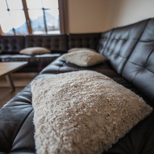 Sofa mit Kissen in Ferienwohnung in Garmisch-Partenkirchen