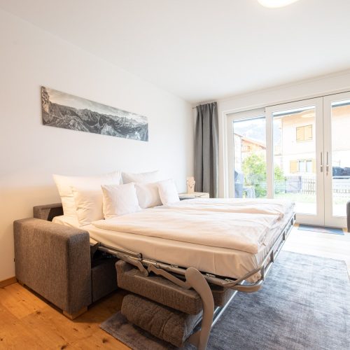Sofa mit Schlaffunktion in Ferienwohnung in Garmisch-Partenkirchen