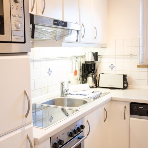 Küche mit Herdplatte in Ferienwohnung in Garmisch-Partenkirchen