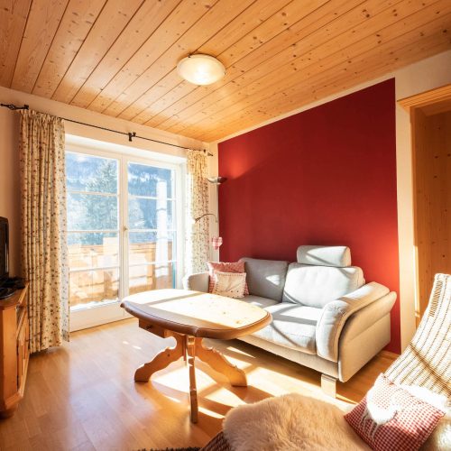 Wohnzimmer mit Sofa in Ferienwohnung in Garmisch-Partenkirchen