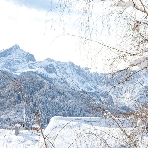 zugeschneite Landschaft in Ferienwohnung in Garmisch-Partenkirchen