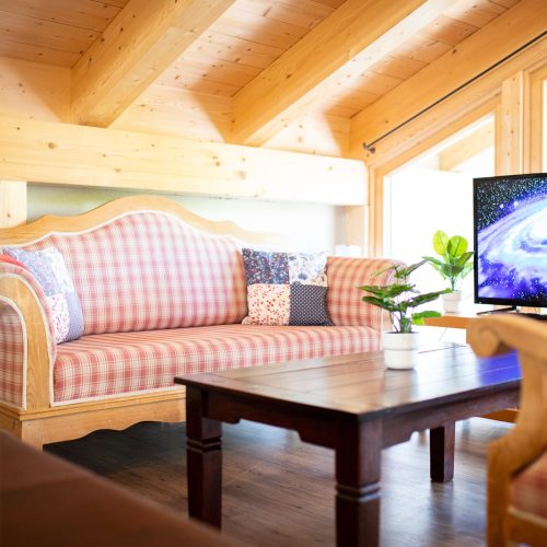 Wohnzimmer mit Fernseher in Ferienwohnung in Garmisch-Partenkirchen