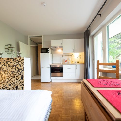 Wohnbereich mit Schlafsofa in Ferienwohnung in Garmisch-Partenkirchen