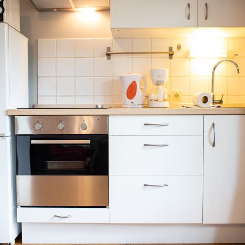 Küche mit Herd und Ofen in Ferienwohnung in Garmisch-Partenkirchen