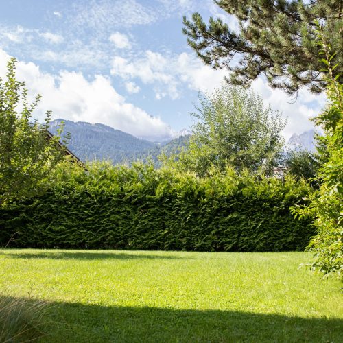 Garten mit Bäumen in Ferienwohnung in Garmisch-Partenkirchen