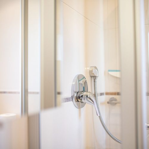 Dusche in Silber in Ferienwohnung in Garmisch-Partenkirchen